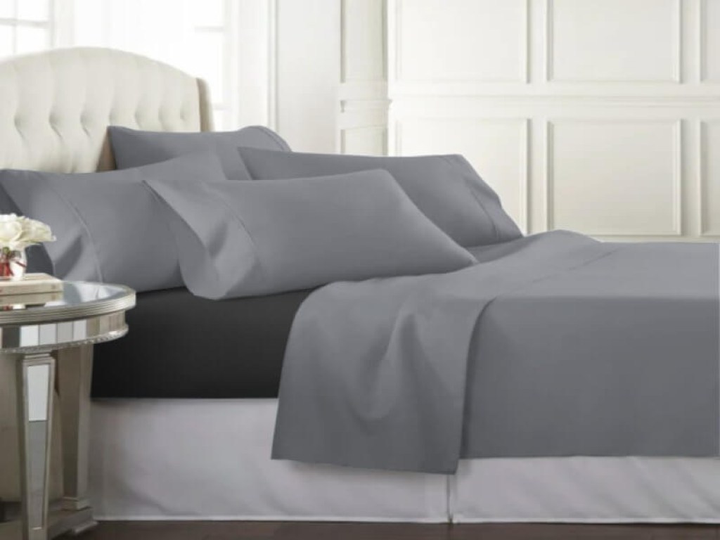 Σετ Σεντόνια Βαμβακοσατέν 250 Κλωστών Γκρι-Μαύρο Γαρύφαλλο | Γαρύφαλλο - Λευκά Είδη